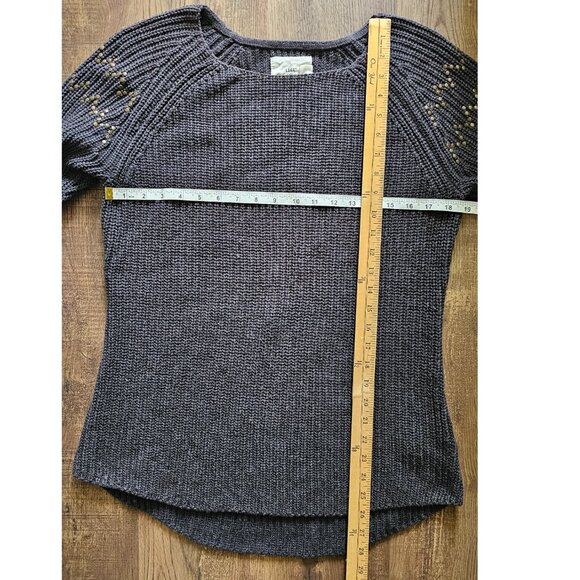 H&M Round Neckline High Low Knit Sweater with Studded Detail M Grey - Picture 3 of 8